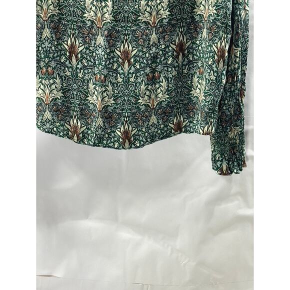 MORRIS & CO X H&M Women's Green Floral Crewneck Long Sleeve Top SZ 6 - Picture 7 of 11